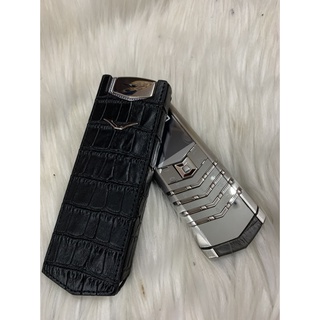 Bao da Vertu Singnature S đứng dập vân đen
