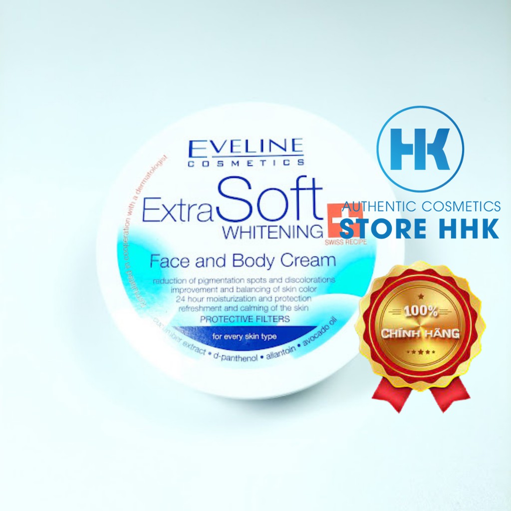 Kem dưỡng ẩm trắng da mặt và toàn thân Eveline Extra Soft Whitening 200ml-dưỡng ẩm tối đa