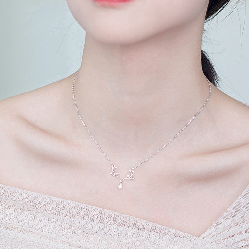 Vòng cổ mặt hình sừng hươu đính đá Zircon thời trang tuyệt đẹp