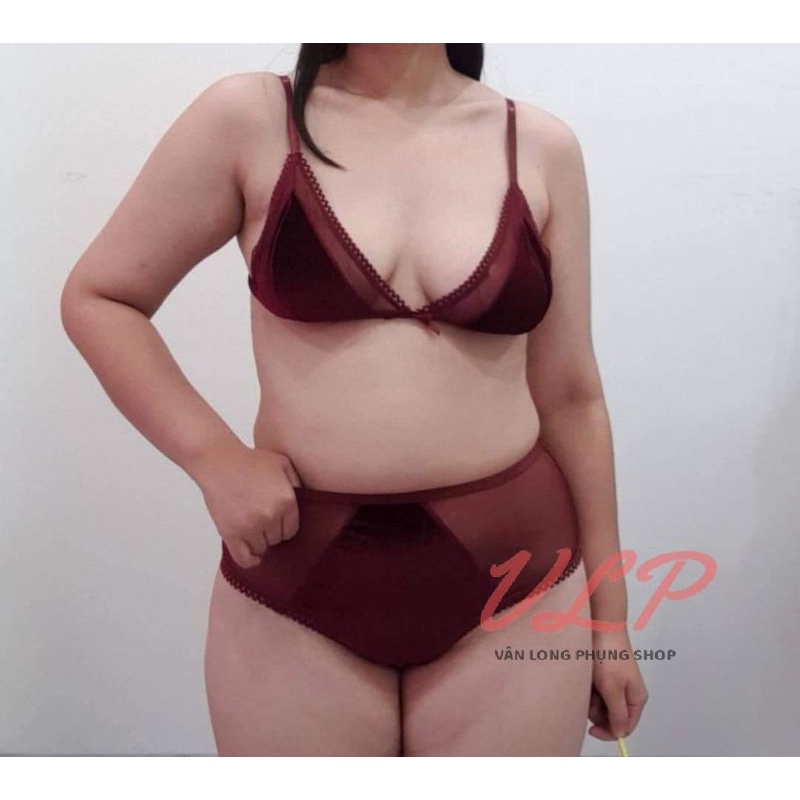 [BIGSIZE_80KG]_NY11_Set nội y nhung đỏ mềm mịn bigsize