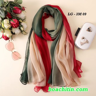 Khăn Choàng Lụa Tằm Gân Phối 3 Màu