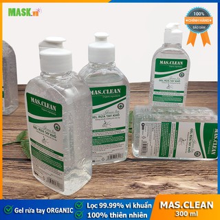 Gel Rửa Tay Khô ORGANIC Hữu Cơ Mas.Clean 300ml Loại Bỏ Vi Khuẩn 99,99% "Trà Xanh, Dâu Tằm, Hoa Bưởi" Hương Dịu Nhẹ