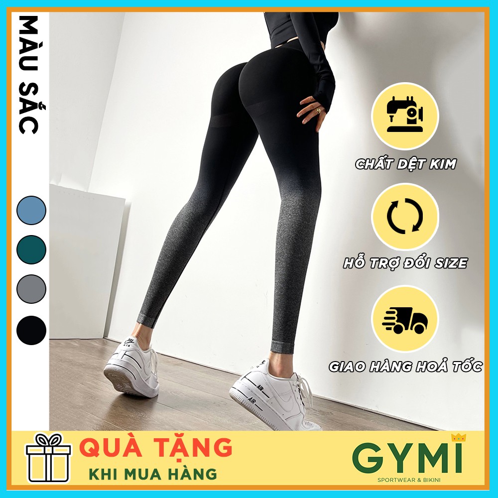 Quần tập gym nữ chun mông GYMI QD36 hãng Mitao Girl dáng legging tập yoga thể thao cạp cao nâng mông màu loang