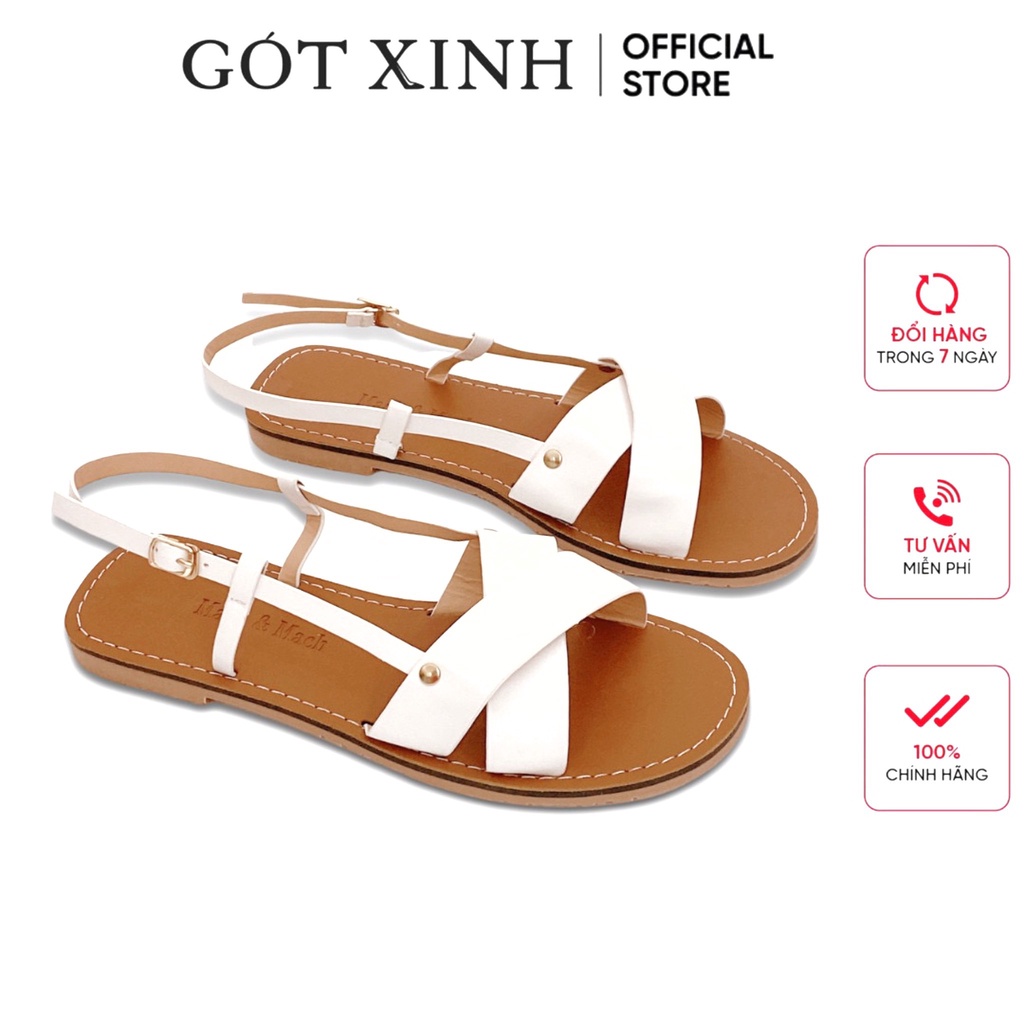 Sandal nữ GÓT XINH SD3 da mềm quai chéo đế bệt