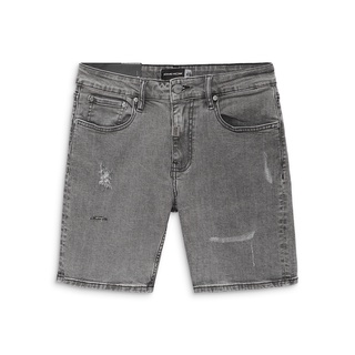 Quần short nam skinny detailed cuts grey, chất denim thoải mái, qd003094, somehow
