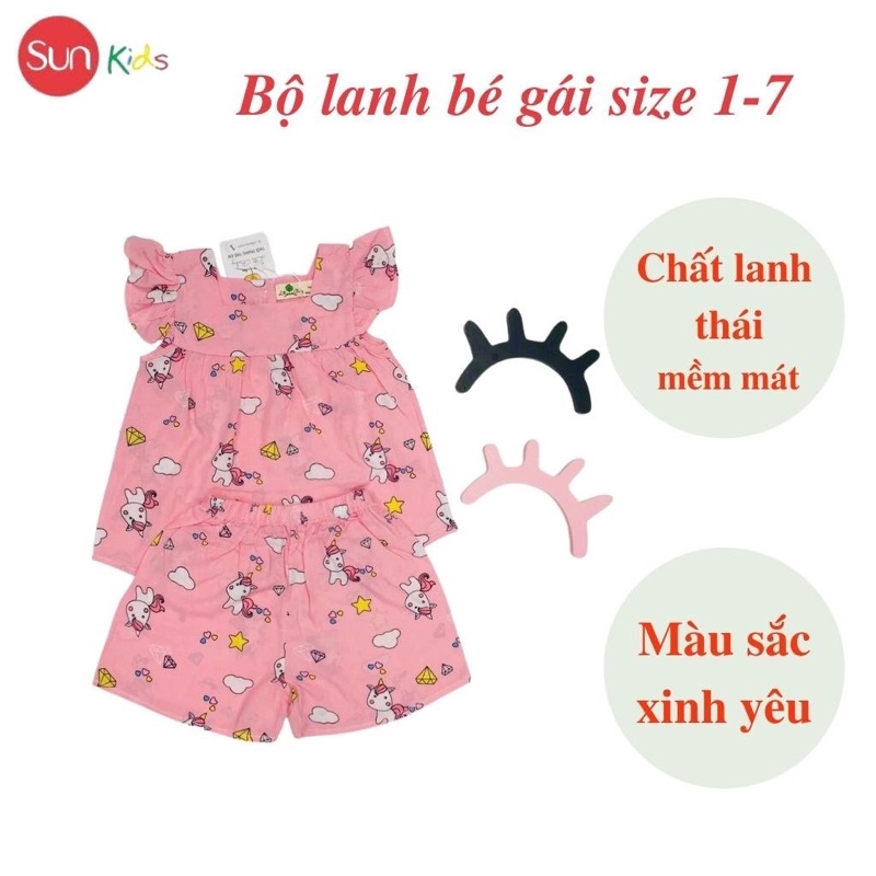 [Siêu Đáng Yêu] Bộ Lanh Bé Gái, Size 1-7, Hàng Made In VN, Chất Lanh Thái Đẹp, Mềm Mát, Màu Sắc Dễ Thương