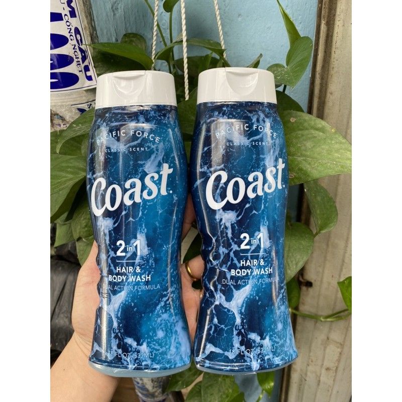 Sữa Tắm Gội Coast 2in1 sạch da kháng khuẩn 532ml Hàng Chính Hãng