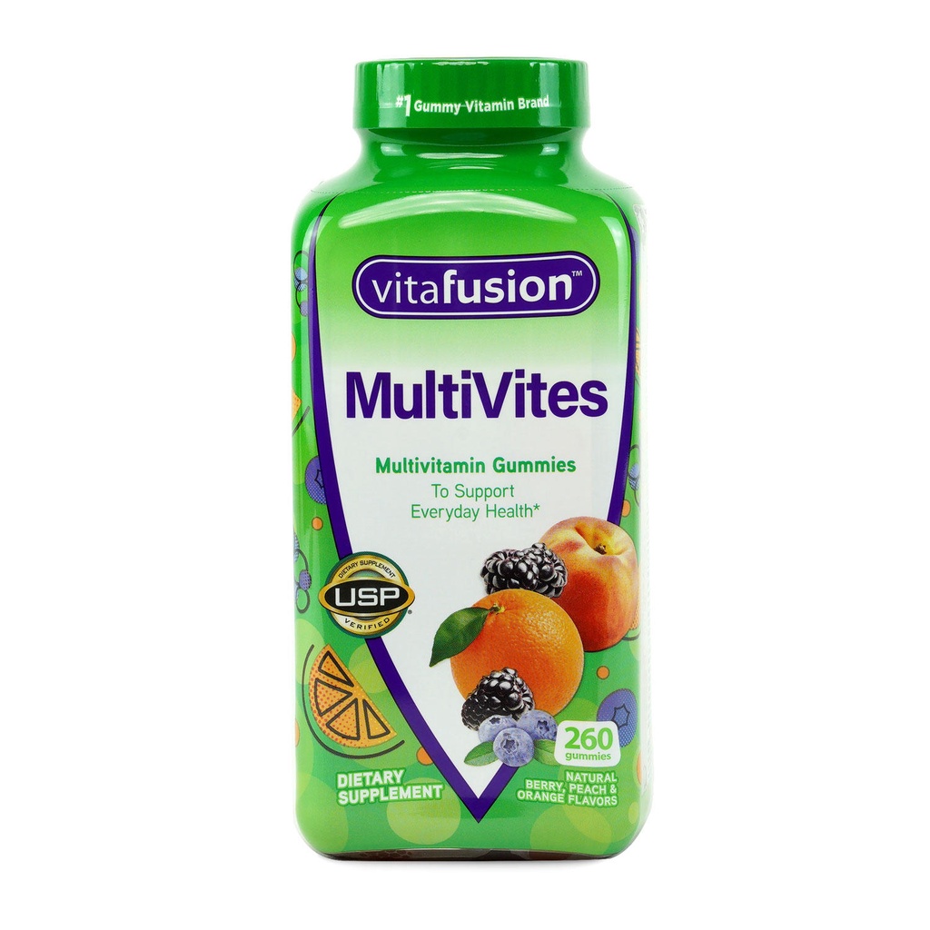 Kẹo Dẻo Vitamin Tổng Hợp Vitafusion 260 viên vị nho, đào và cam