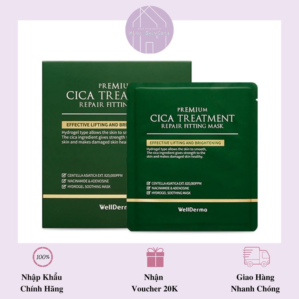 WELLDERMA PREMIUM CICA TREATMENT - Mặt Nạ Thạch Rau Má Xanh lá