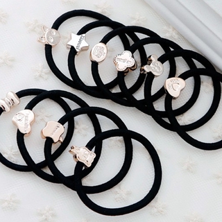 1 Dây Buộc Tóc Cao Su Màu Đen Đơn Giản