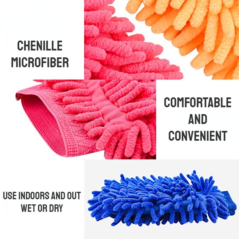 Găng Tay Rửa Xe 2 Trong 1 Hai Mặt Sợi Nhỏ Tiện Dụng