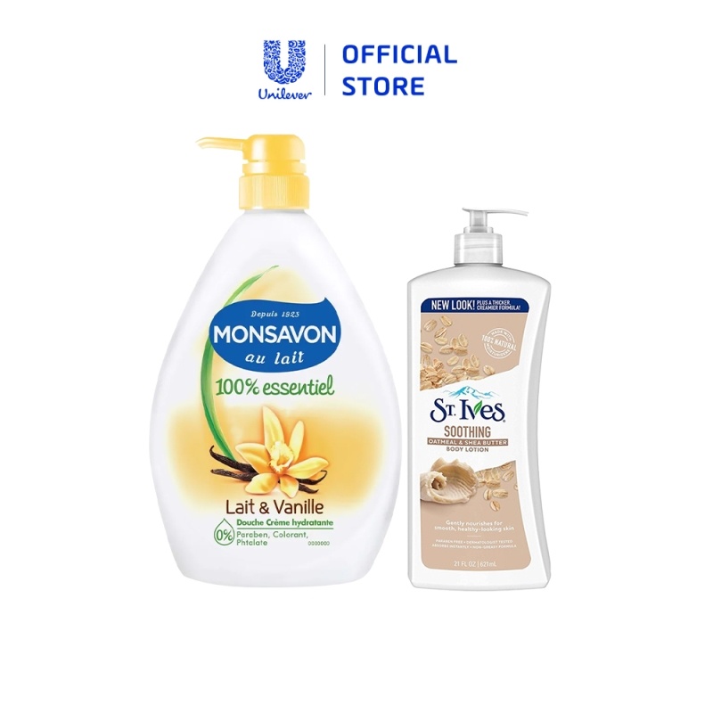 Combo sữa tắm Monsavon 1000ml + Sữa dưỡng thể St.Ives Yến mạch và bơ 621ml