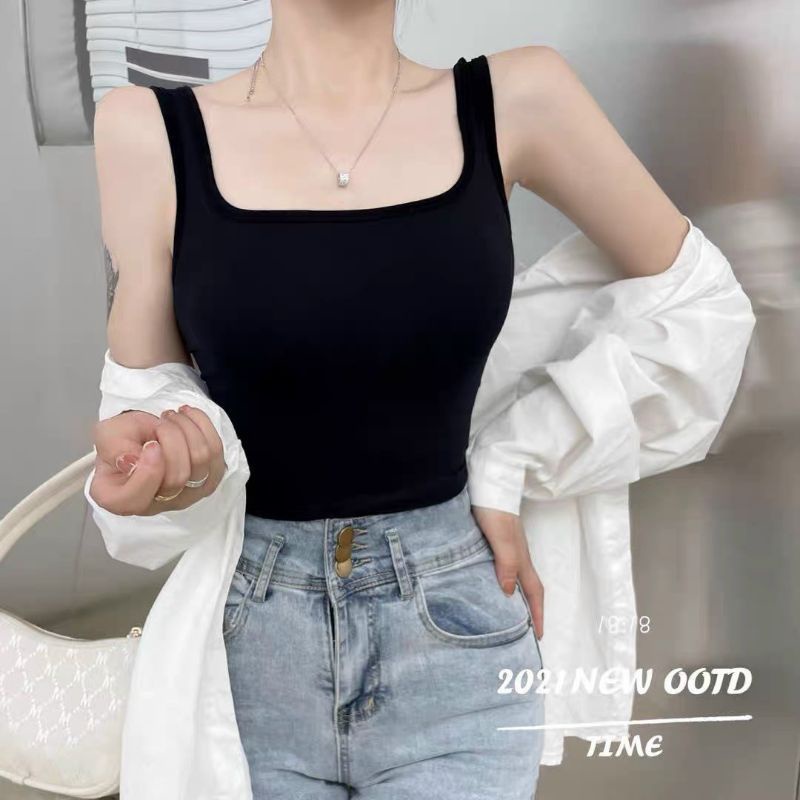 Áo lót bra cotton trơn cổ vuông dáng lửng kèm mút đệm 1809...
