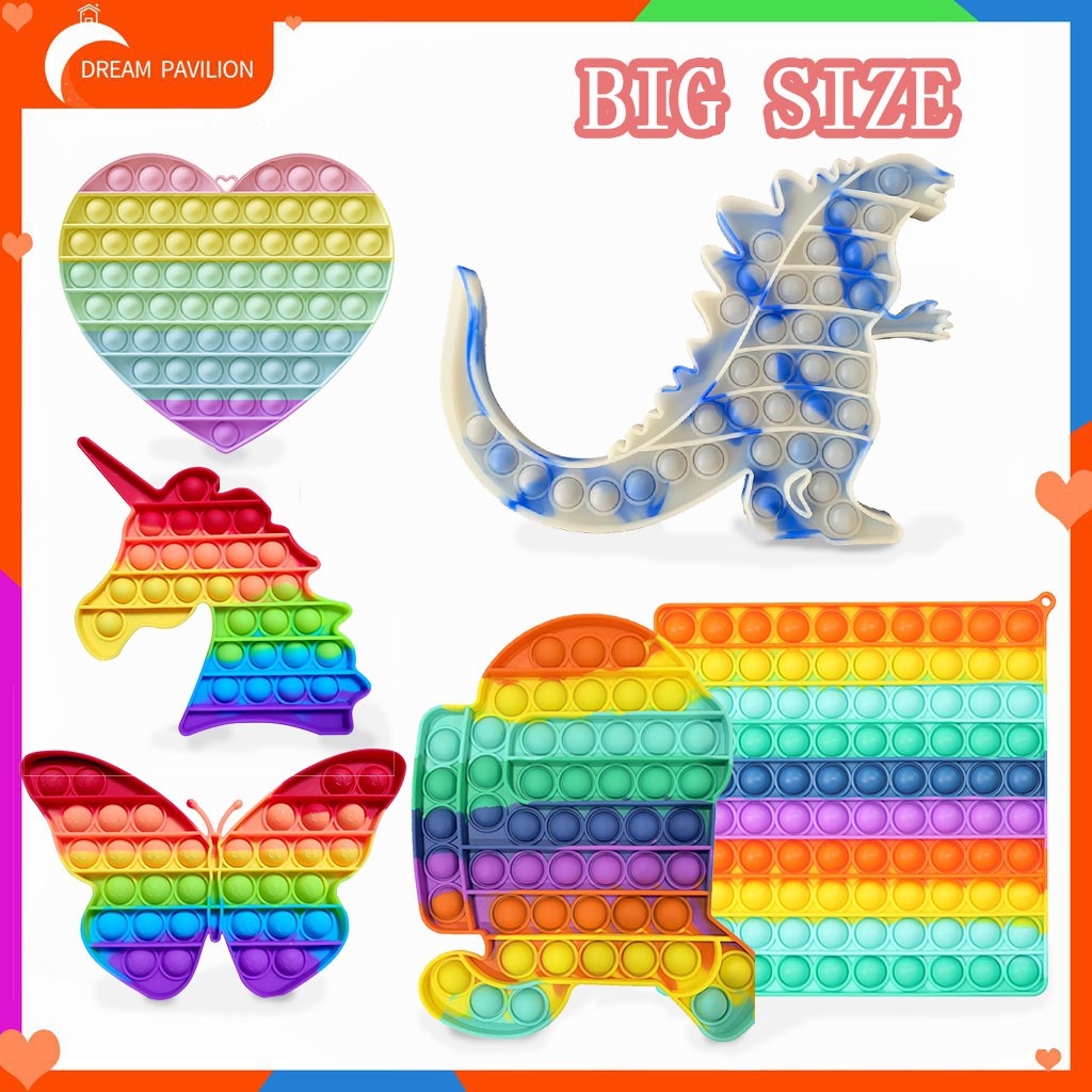 TIKTOK New Rainbow Pop it fidget toys Unicorn Push bubble Foxmind square collectibles Sensory Stress Relief Needs Silent