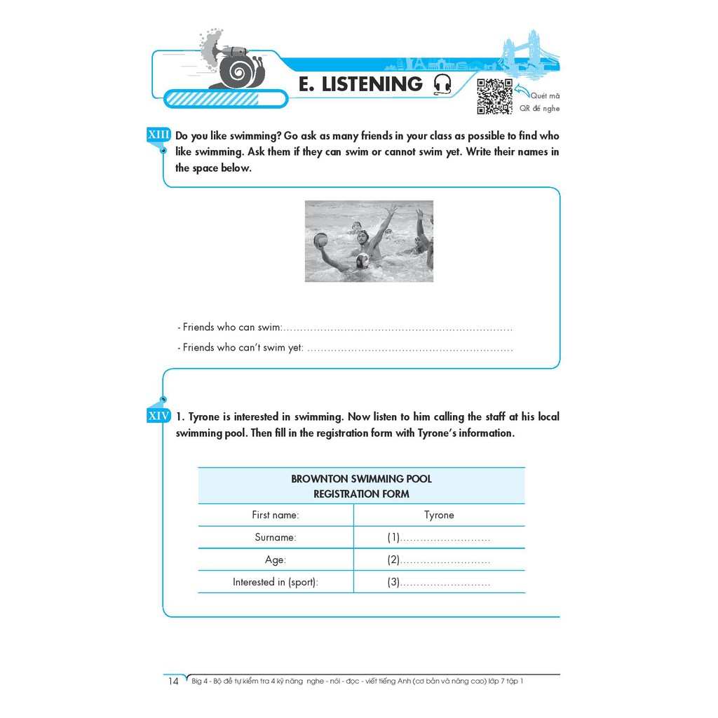 Sách Big 4 Bộ đề tự kiểm tra 4 kỹ năng Nghe - Nói - Đọc - Viết (Cơ bản và nâng cao) tiếng Anh lớp 7 tập 1
