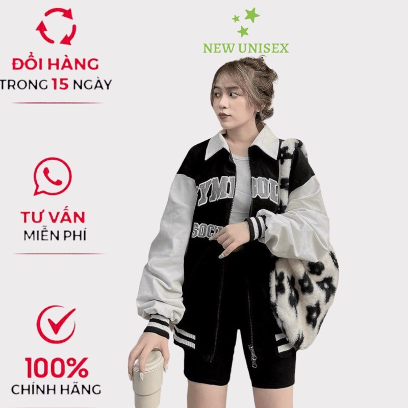 Áo Khoác Ngoài Nữ Chất Nhung 2 Lớp Lót Dù Thêu Chữ Cổ Sơ Mi Form Rộng Thoải Mái Đi Chơi [NEW UNISEX]