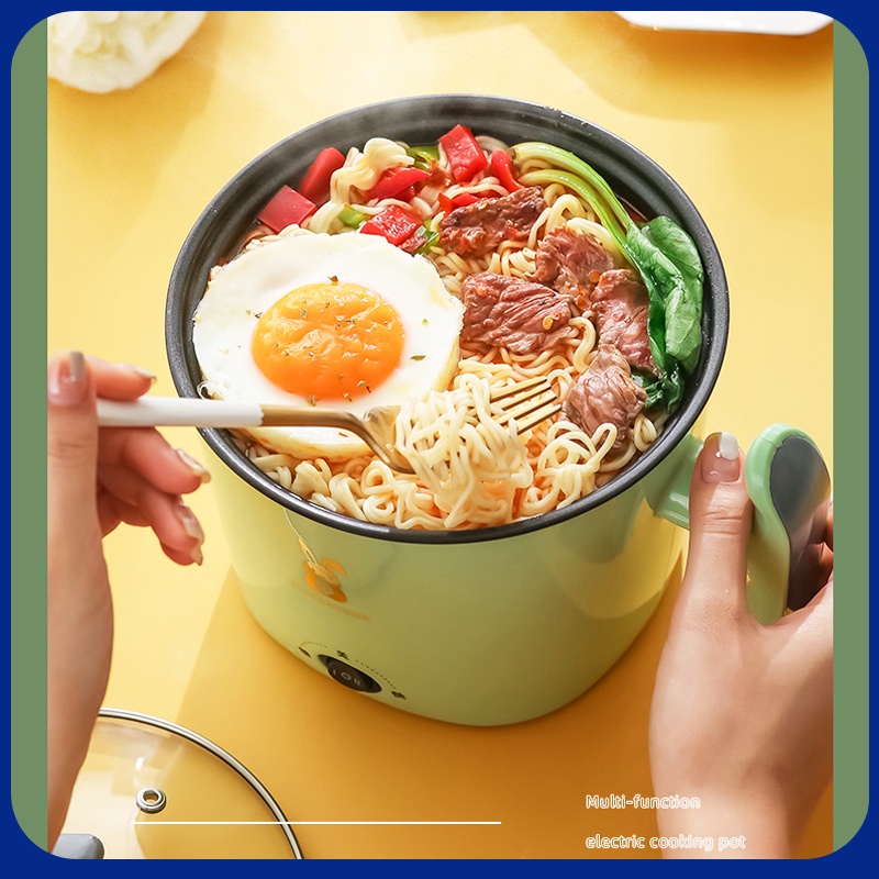Nồi Điện 2 Tầng, Nồi Lẩu Điện Đa Năng, Nồi Lẩu Điện Mini - Ca Nấu Mì, Nấu Canh, Xào, Chiên Đa Năng Kèm Khay Hấp