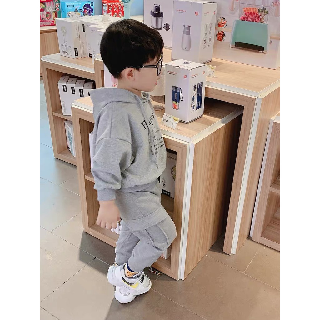 Bộ Quần Áo Nỉ Thu Đông Hoodie Cho Bé Trai Và Bé Gái Size 8-25kg HP01