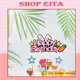 Que cắm khung chữ happybirday loại 4 trang trí bánh kem, trang trí bánh sinh nhật