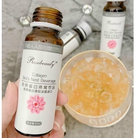 Nước Uống Collagen Yến Trắng Da Rose Beauty - RoseBeauty Yến Tươi Đẹp Da Nest Beverage 1 Hộp 8 Chai