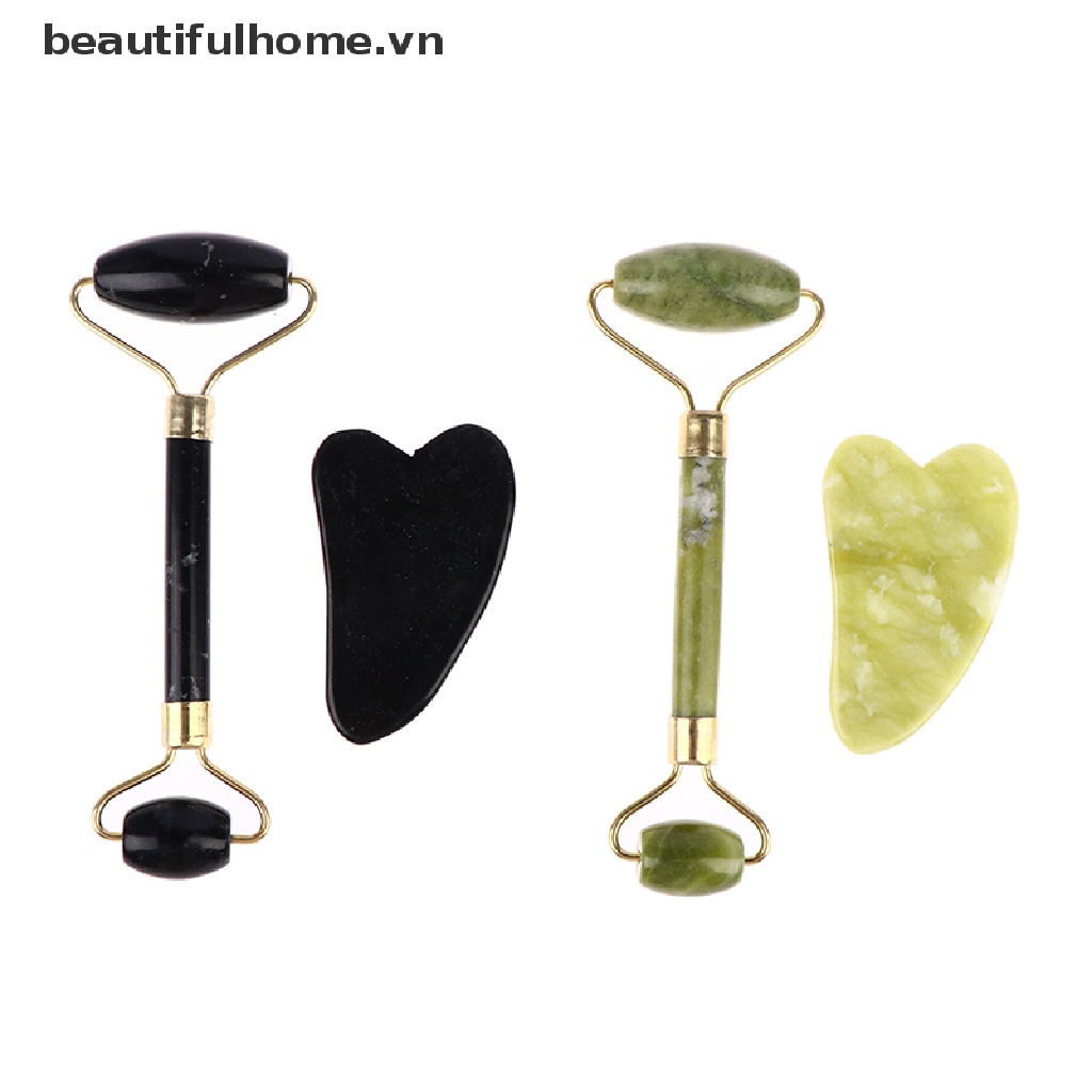 (Hàng Mới Về) Bộ 2 Cây Lăn Đá Ngọc Bích Tự Nhiên Mát Xa