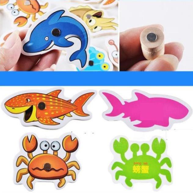 Đồ Chơi Câu Cá Bằng Gỗ 34 Sinh Vật Biển Có Nam Châm Cho Bé 2 3 4 Tuổi Phát Triển Vận Động - BEOSMART