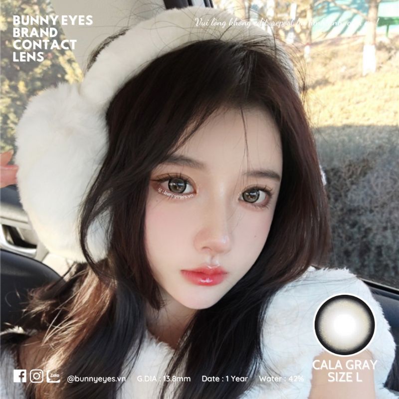 Lens Mắt Kính Áp Tròng BUNNY EYES - CALA Xám 14.5 Size L Giãn To
