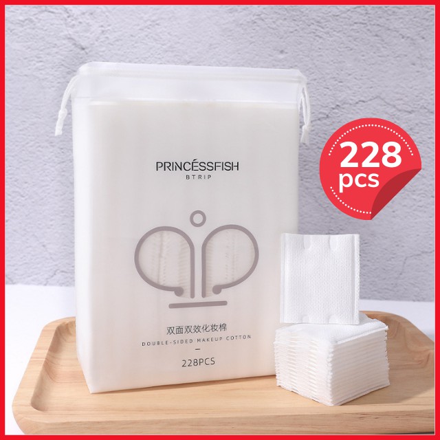 [228 Miếng] Bông Tẩy Trang Cotton Tự Nhiên 2 Mặt 3 Lớp Gói 228 Miếng Tẩy Trang Và Làm Sạch Bụi Bẩn Trên Da