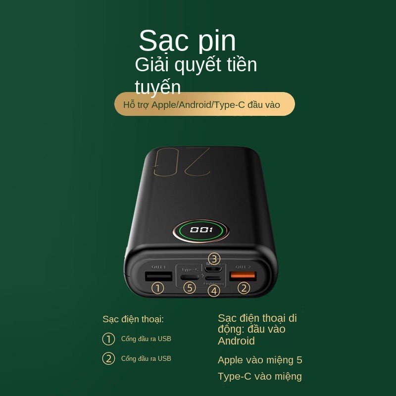 20000 mAh bảo bối sạc nhanh, dung lượng lớn dự phòng đa năng siêu mỏng sinh viên 10000 dùng cho mọi dòng điện thoại