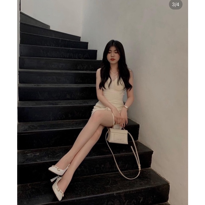 ĐẦM MIDI 2S TRẮNG XẾP LY NGỰC✨