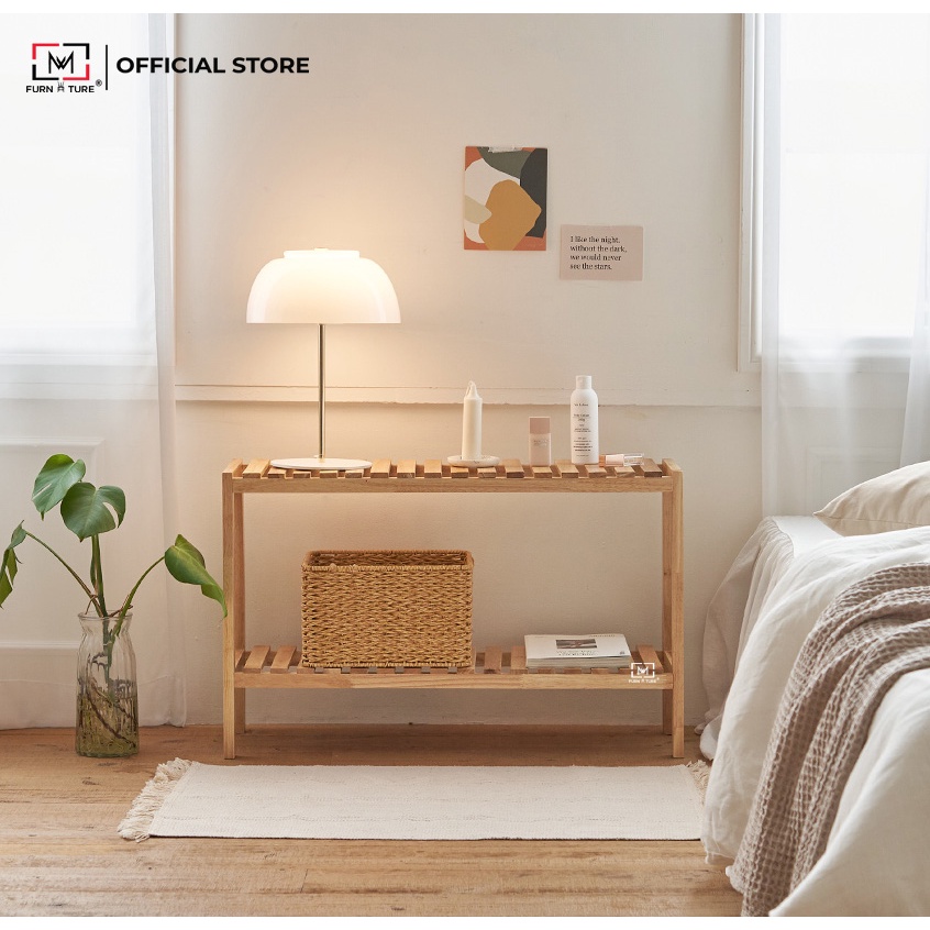 Kệ gỗ trang trí để giày dép 2 tầng đa năng size 80x26x50 cm thương hiệu MW FURNITURE