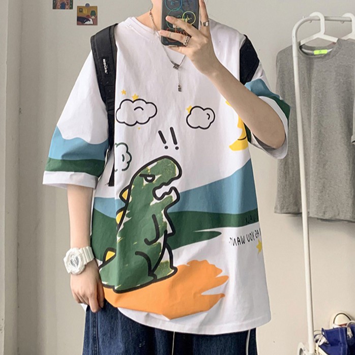 Áo thun tay ngắn in hình trẻ trung phong cách hàn quốc cho cặp đôi