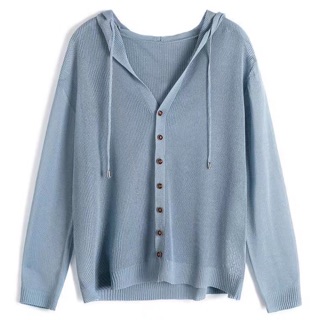 Áo khoác len cardigan mỏng có mũ