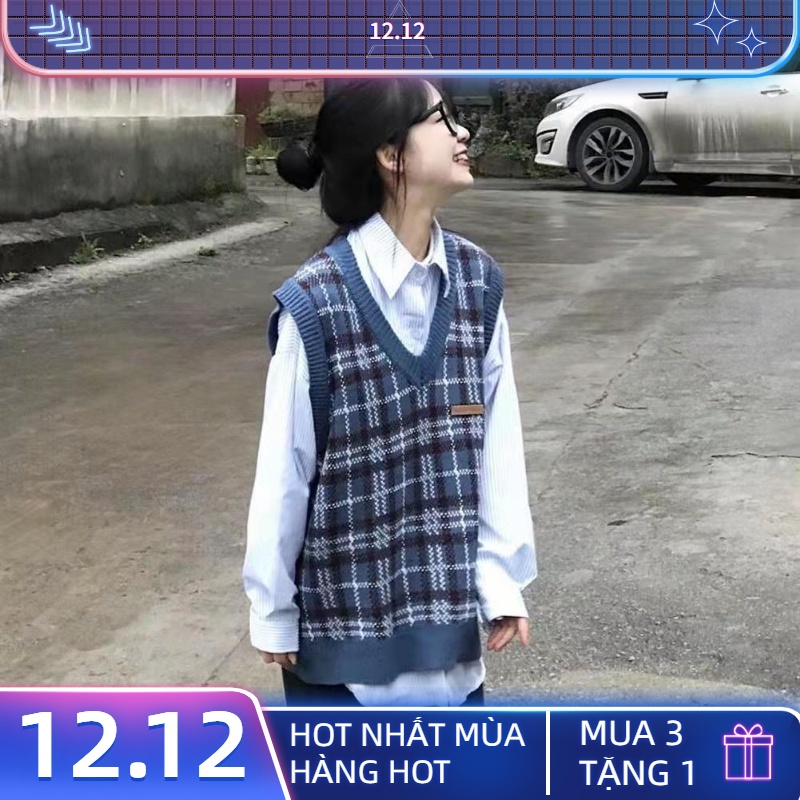 【Yuki】Áo gile kẻ sọc phong cách Hàn quốc Mẫu Mới