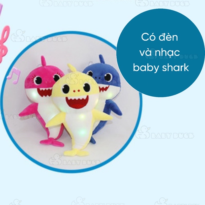 Thú bông cá mập Baby Shark có đèn và nhạc bài baby shark, thú nhồi bông cho bé ms3745