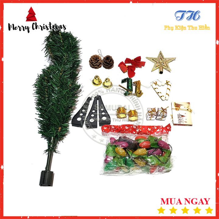 Cây thông noel để bàn 60cm trang trí giáng sinh full phụ kiện trang trí dễ thương