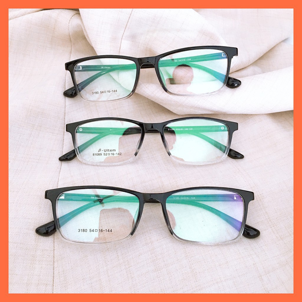 [Gía siêu rẻ] Gọng kính vuông màu đen 81089 3180 đã đeo là XINH -Nhận Cắt Mắt-Tặng kèm hộp+khăn+Chai nước lau kính