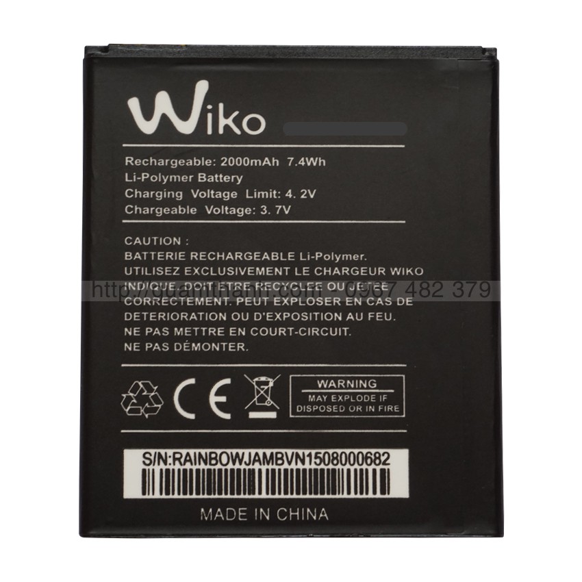 Pin Wiko Rainbow JAM dung lượng 2000mAh (Đen)