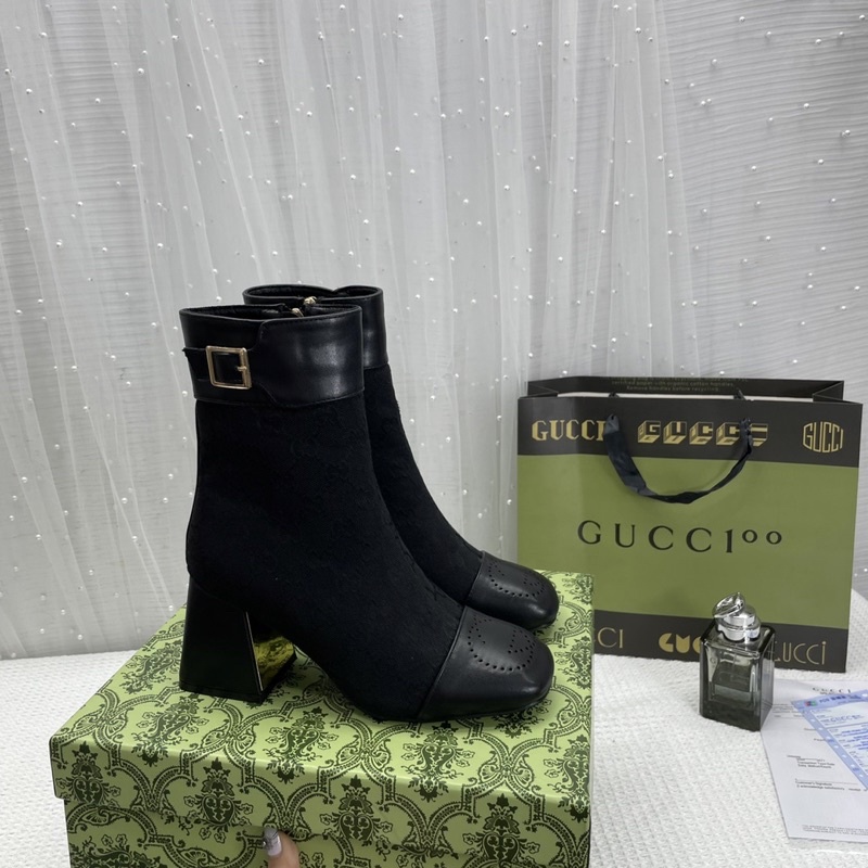 Boot Lửng Gucci Hoạ Tiết/ Da Trơn/Đen Vải Hoạ Tiết Full Size 35-39  -  By Anh Dinh Phuong