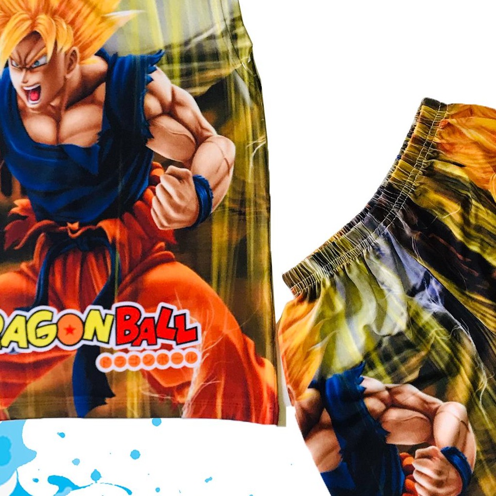 Bộ Quần áo Thun 3 Lổ Bé trai In 3D hình Dragon Ball size từ 10kg-40kg