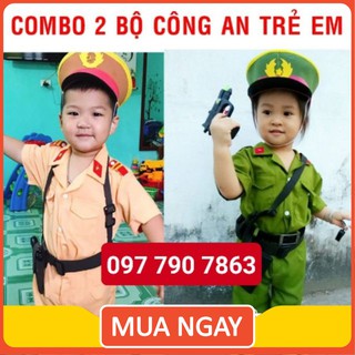 [FREE SHIP] Combo 2  bộ quần áo công an giao thông và hình sự  cho bé