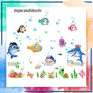 Tranh dán tường cho bé phòng ngủ ST DECOR SK7070 Cá Mập Cảnh Sát