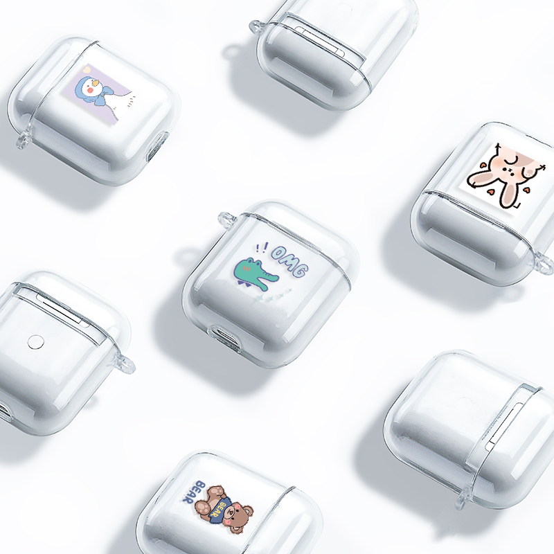 Vỏ Đựng Bảo Vệ Hộp Sạc Tai Nghe Airpods 1 / 2 Kèm Móc Khóa Xinh Xắn