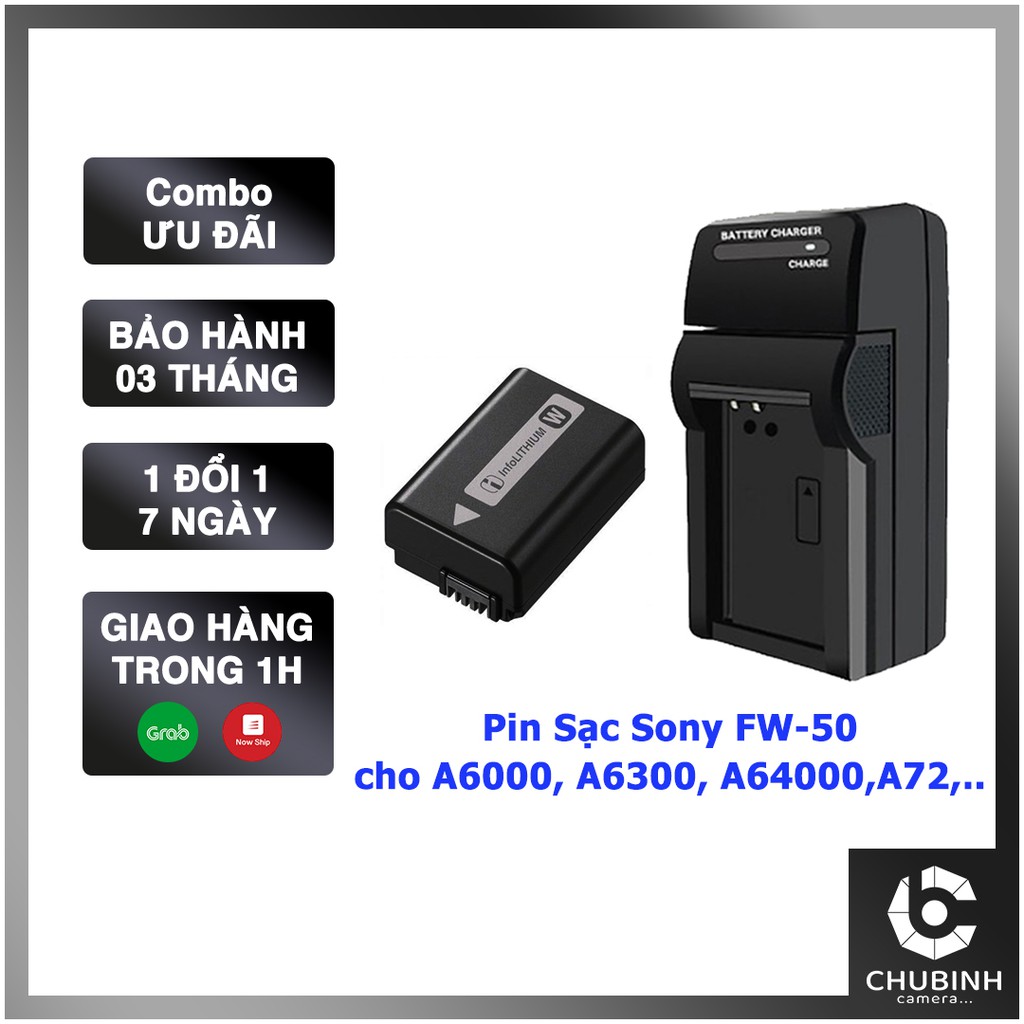 Pin Sạc FW50 cho Máy ảnh Sony A6000/A6100/A6300/A6400/A7ii/