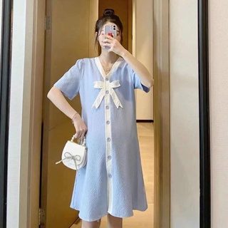 Váy bầu thời trang thiết kế M383 chất đũi xốp freesize từ 45 đến 70kg