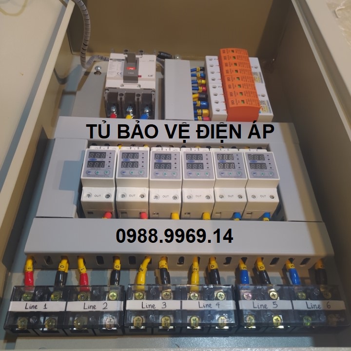 TỦ BẢO VỆ ĐIỆN ÁP 100A 6 kênh kèm thoát sét 120KA