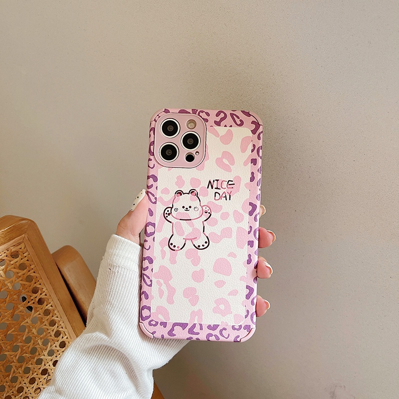 Ốp điện thoại TPU họa tiết gấu màu hồng cho iPhone 11 Pro Max X Xr Xs Max 7 8 Plus Se 2020 12 pro max 12 mini | BigBuy360 - bigbuy360.vn