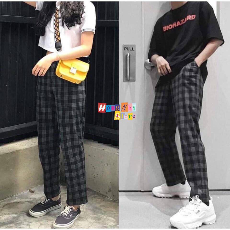 QUẦN SỌC CARO UNISEX QUẦN BAGGY CARO LƯNG THUN PLAID PANTS CAO CẤP - MM