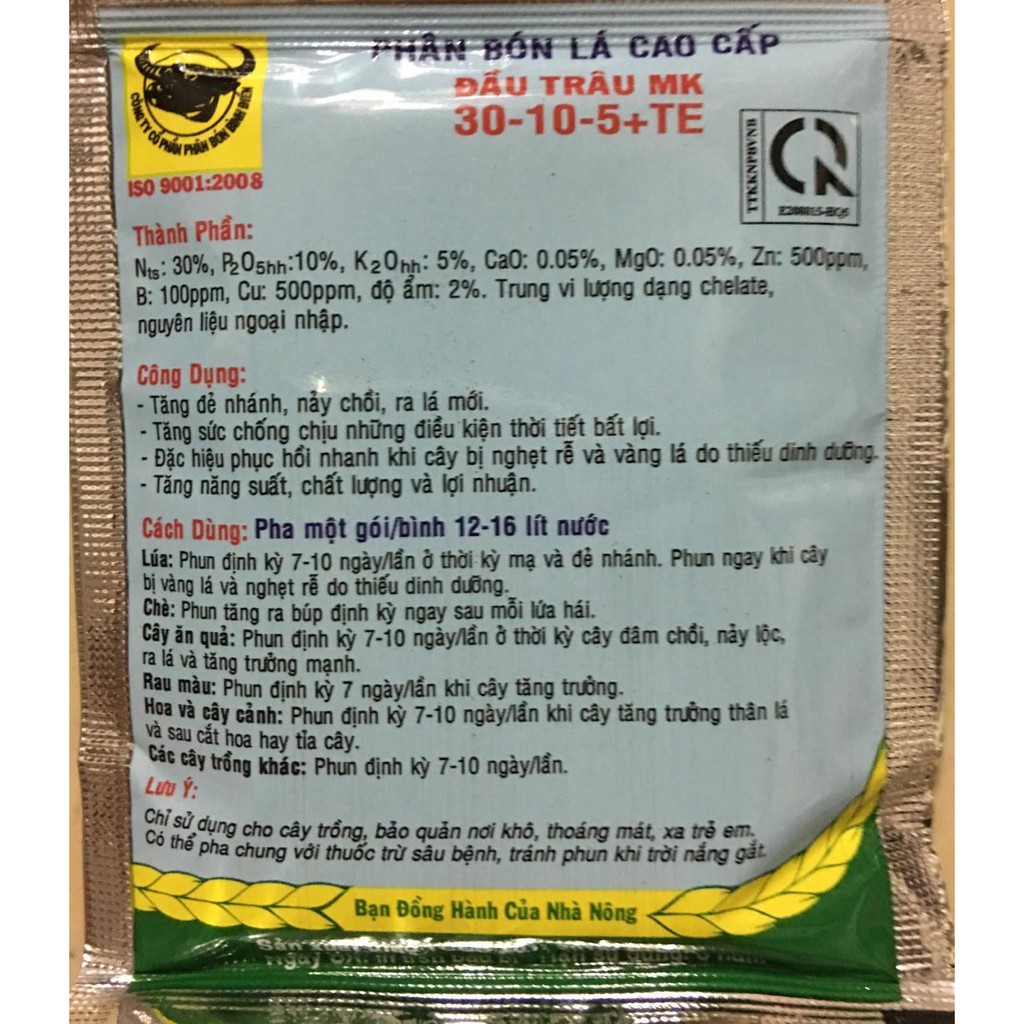 Phân bón lá cao cấp Đầu Trâu MK 30-10-5 10g