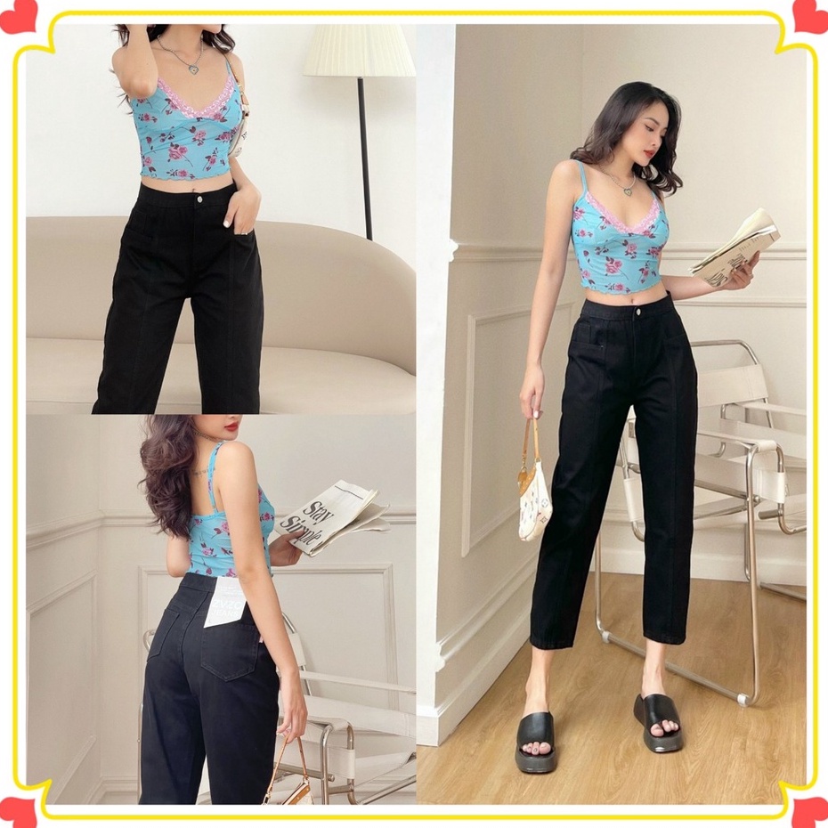 QUẦN BAGGY JEAN NỮ LƯNG CAO MÀU ĐEN SIÊU CÁ TÍNH
